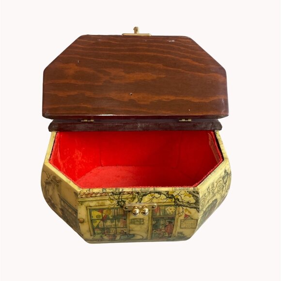 Vintage Old Farm Market Decoupage Brown Wood Bakelite Handel Purse - Picture 5 of 8